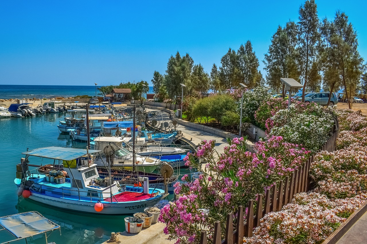 Цветущая набережная на Кипре